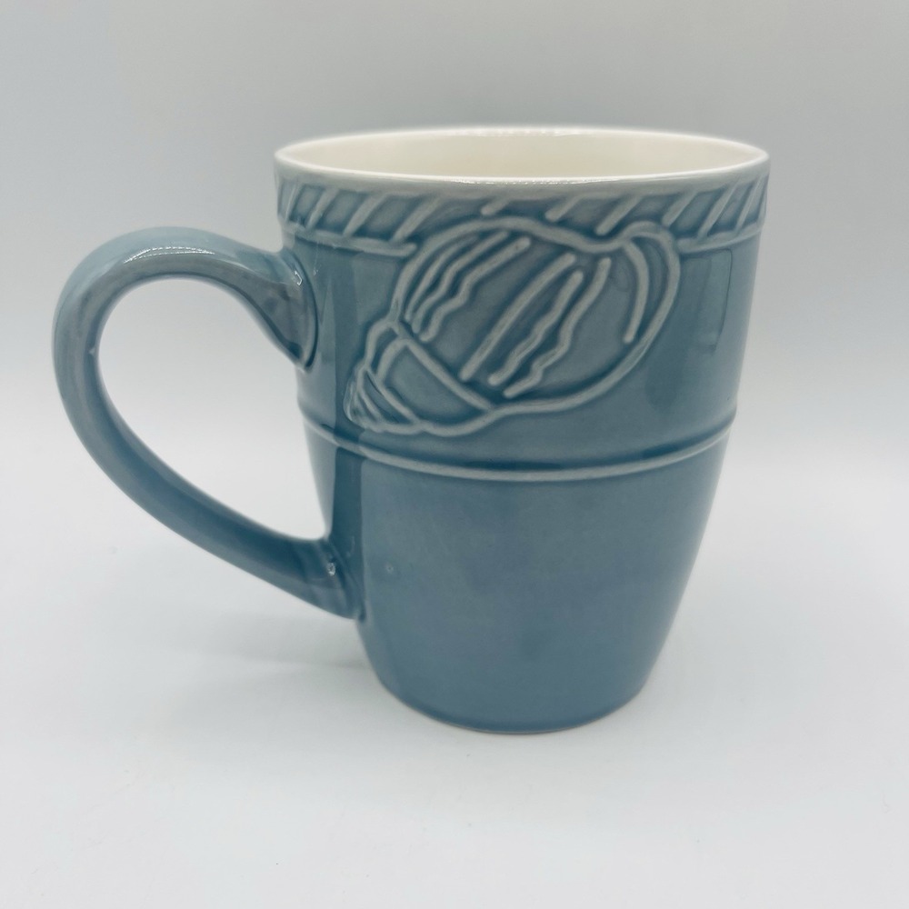 Pfaltzgraff Antigua Coastal Design Blue Ceramic Mugs 12oz- Set of 6